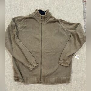 Men's Khaki Zip-Up Sweater